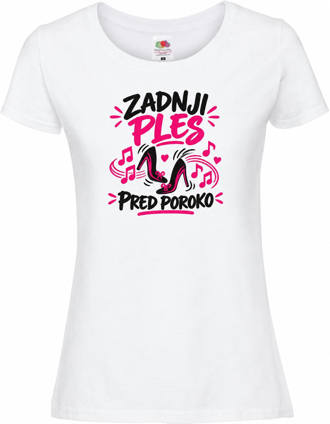 Ženska majica za dekliščino Zadnji ples pred poroko, bela premium Lady-Fit Iconic 195