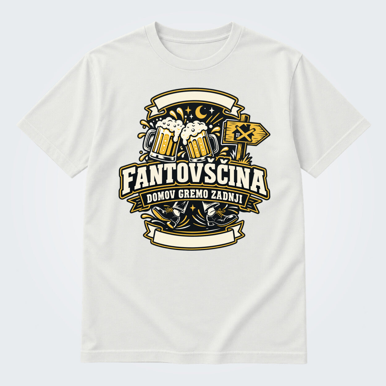 Personalizirana majica za fantovščino - Domov gremo zadnji, barva Bela