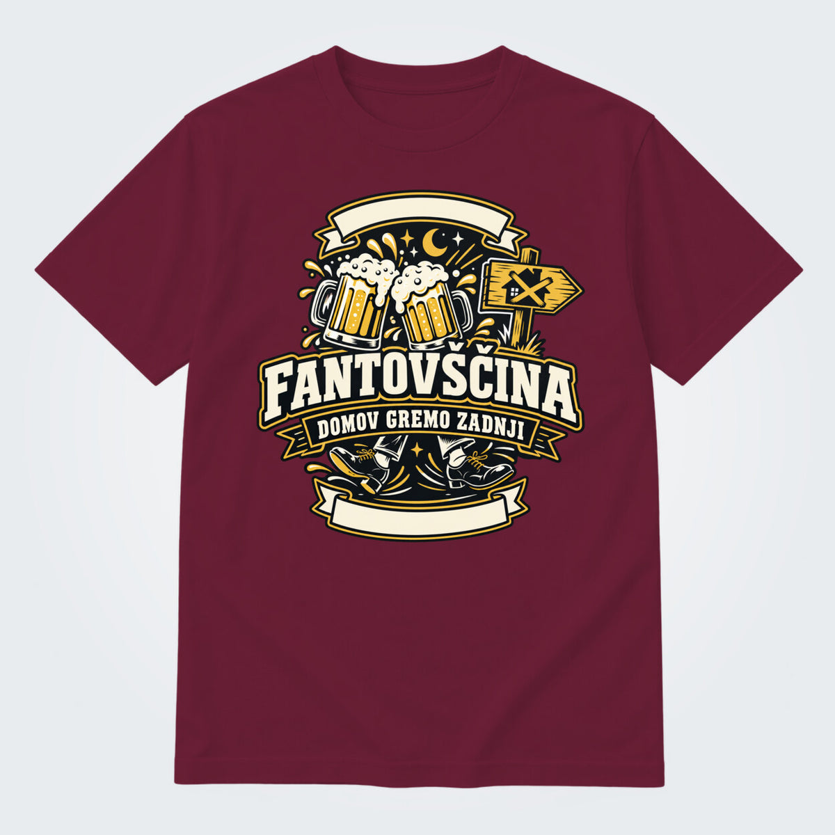 Personalizirana majica za fantovščino - Domov gremo zadnji, barva Bordo