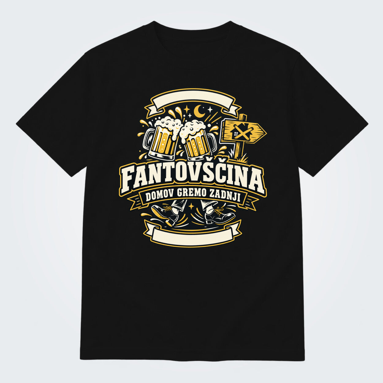 Personalizirana majica za fantovščino - Domov gremo zadnji, barva Črna