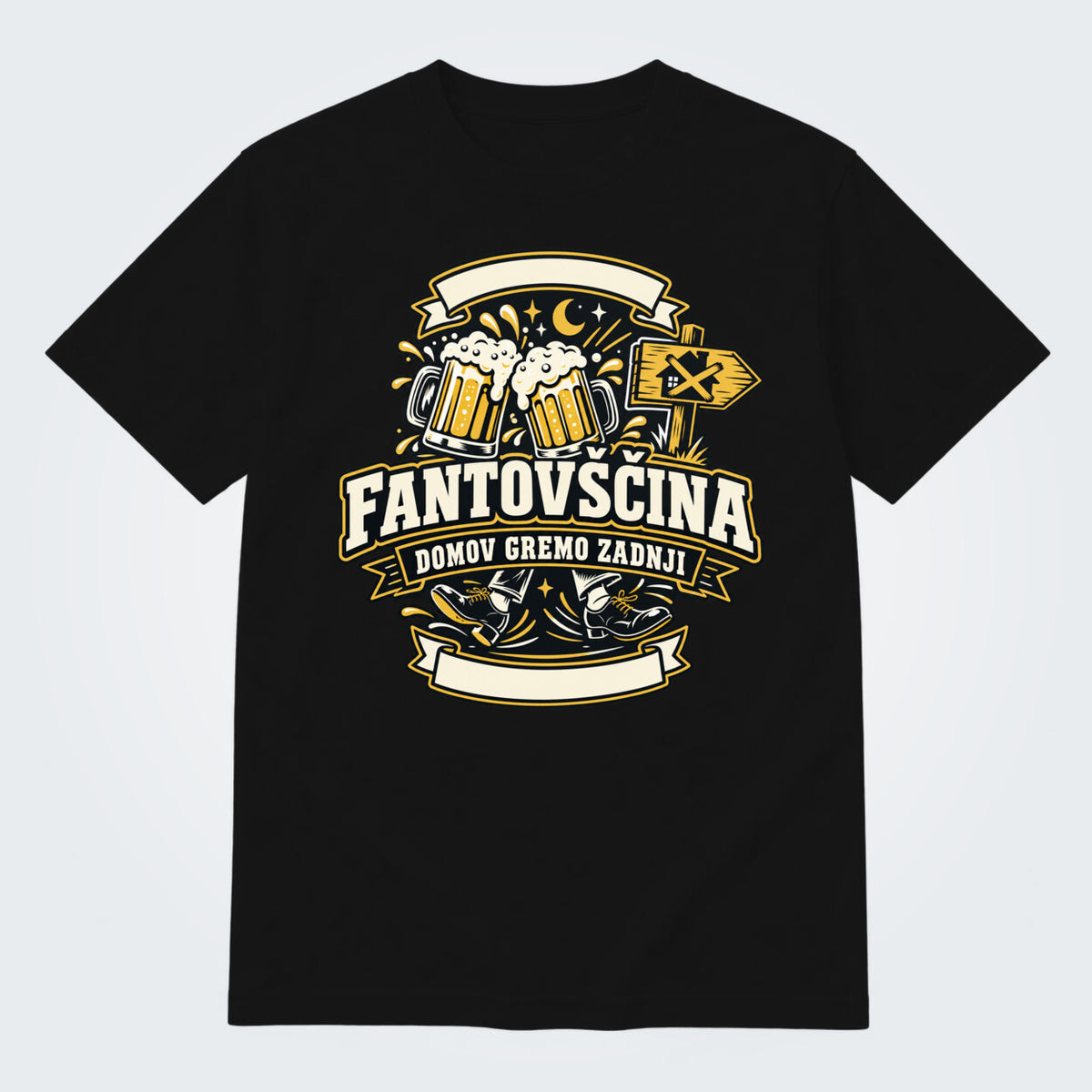 Personalizirana majica za fantovščino - Domov gremo zadnji, barva Črna