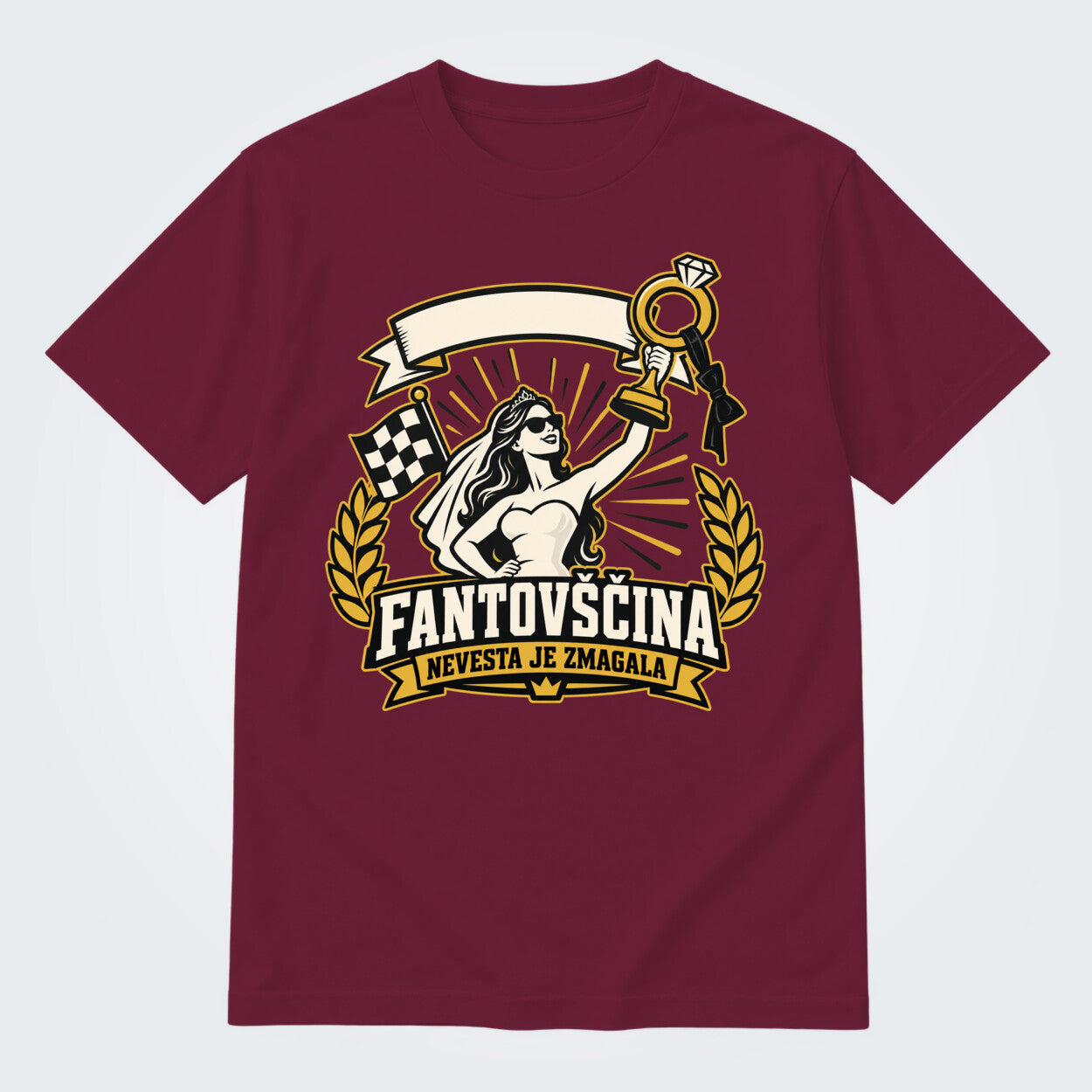 Personalizirana majica za fantovščino - Nevesta je zmagala, barva Bordo