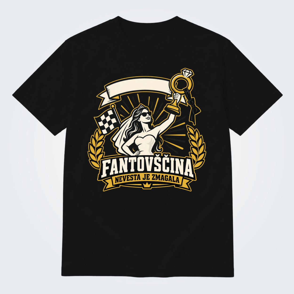 Personalizirana majica za fantovščino - Nevesta je zmagala, barva Črna