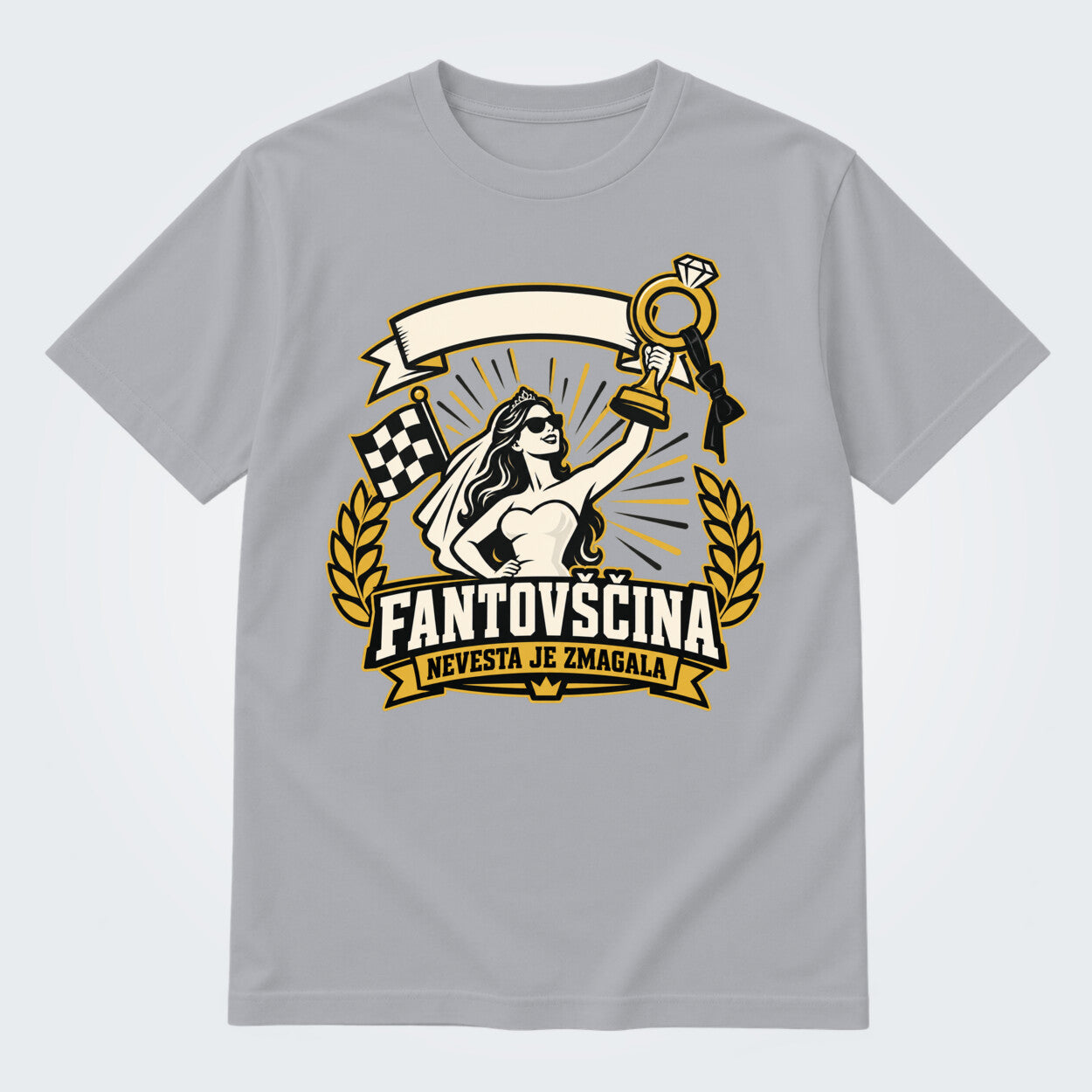 Personalizirana majica za fantovščino - Nevesta je zmagala, barva Siva