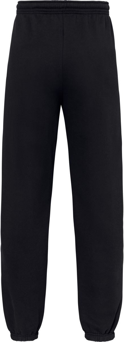 Moške trenirke Fruit of the Loom Iconic Premium, črne, spredaj in zadaj, udobne in kakovostne, za sproščeno nošenje.