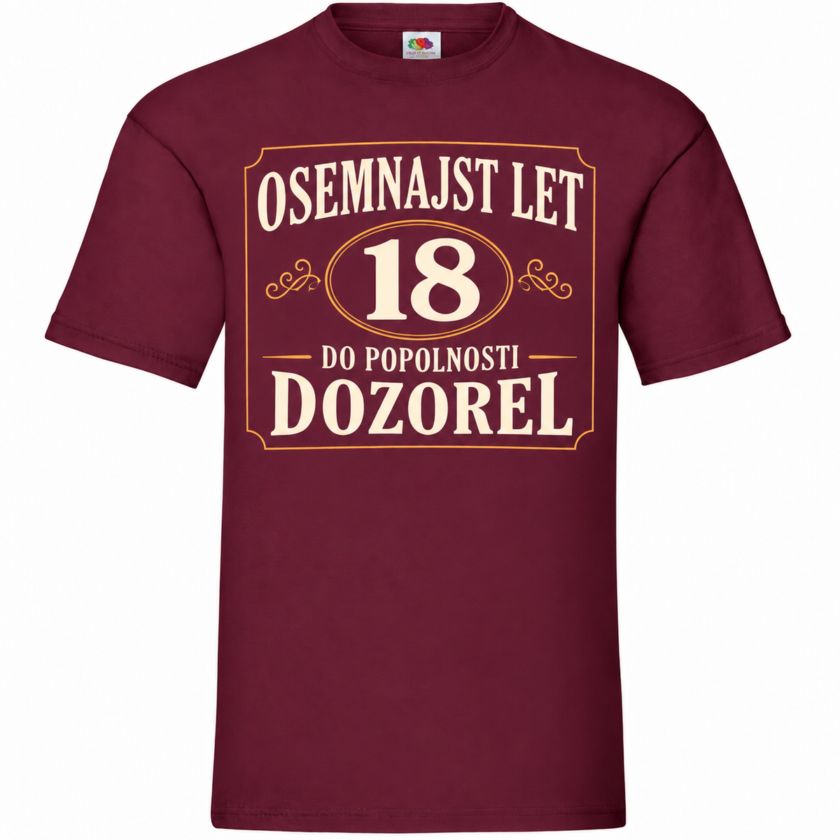 Moška majica za 18 let Do popolnosti dozorel, Fruit of the Loom, bordo