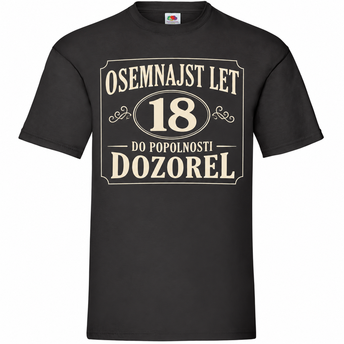 Moška majica za 18 let Do popolnosti dozorel, Fruit of the Loom, črna