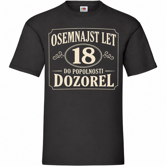 Moška majica za 18 let Do popolnosti dozorel, Fruit of the Loom, črna