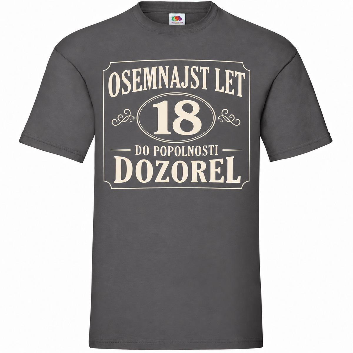 Moška majica za 18 let Do popolnosti dozorel, Fruit of the Loom, grafitna