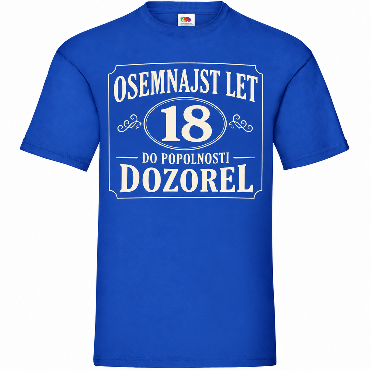 Moška majica za 18 let Do popolnosti dozorel, Fruit of the Loom, kraljevo modra