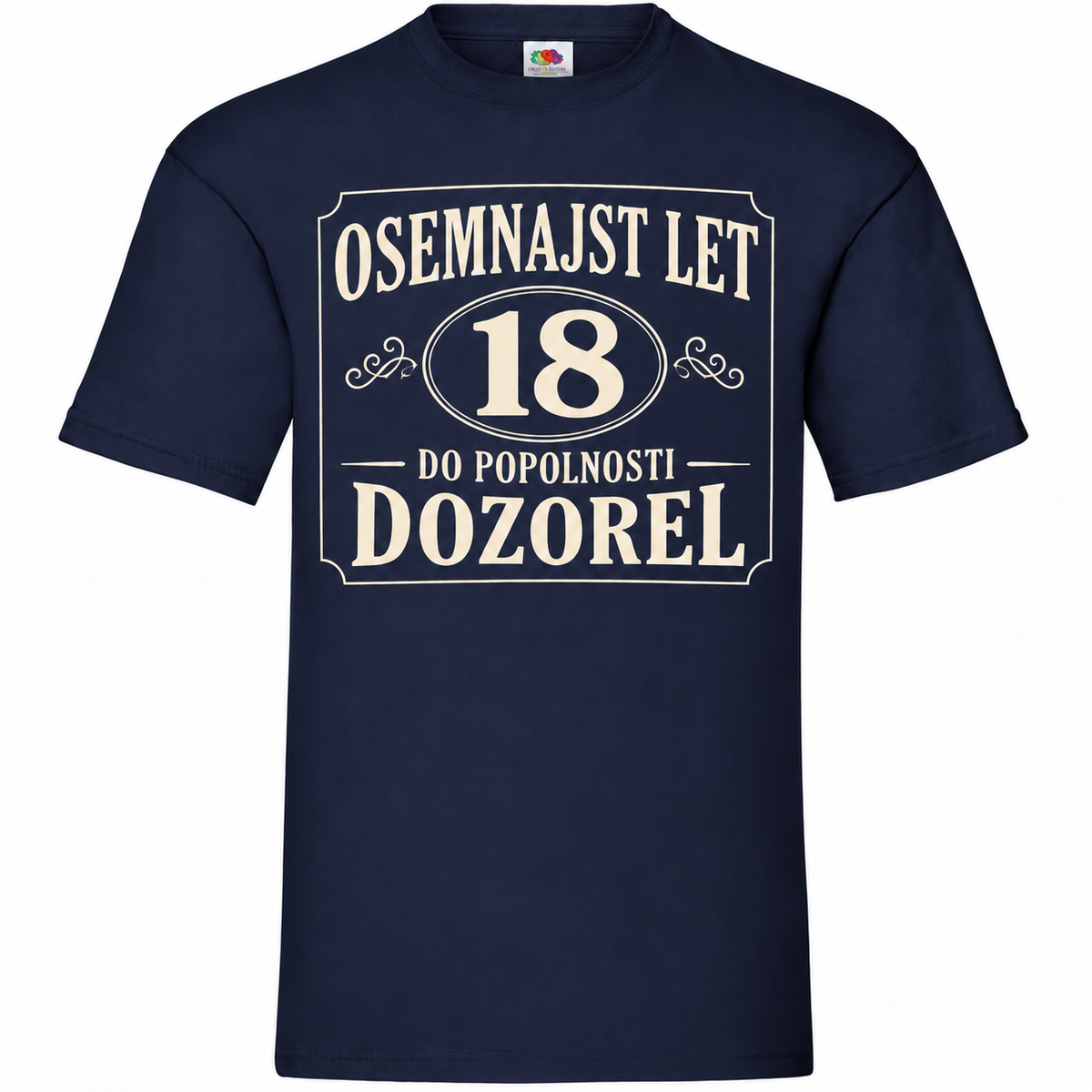 Moška majica za 18 let Do popolnosti dozorel, Fruit of the Loom, mornarsko modra