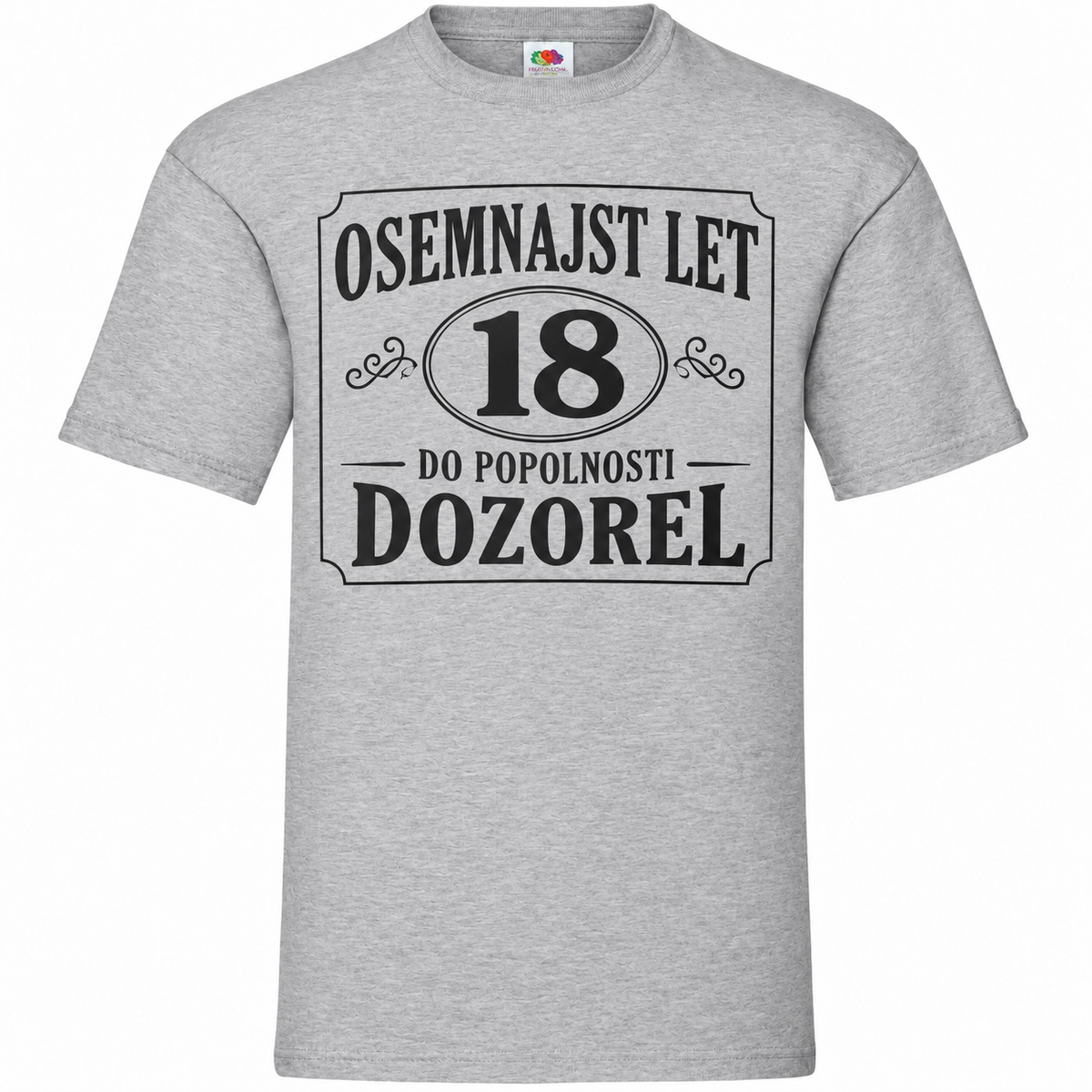 Moška majica za 18 let Do popolnosti dozorel, Fruit of the Loom, siva