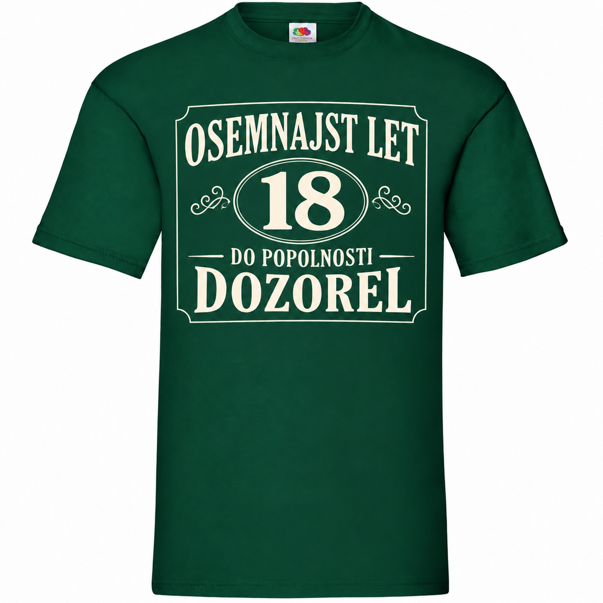 Moška majica za 18 let Do popolnosti dozorel, Fruit of the Loom, stekleno zelena