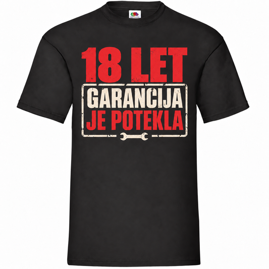 Moška majica za 18 let Garancija je potekla, črna, Fruit of the Loom