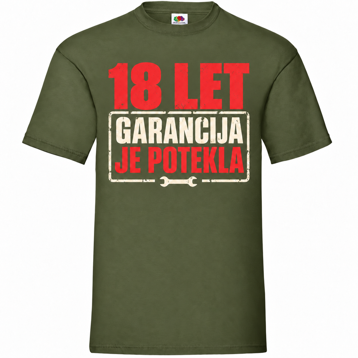 Moška majica za 18 let Garancija je potekla, olivna, Fruit of the Loom