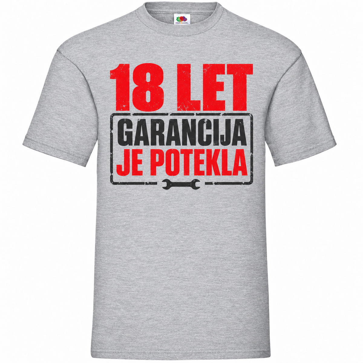 Moška majica za 18 let Garancija je potekla, siva, Fruit of the Loom