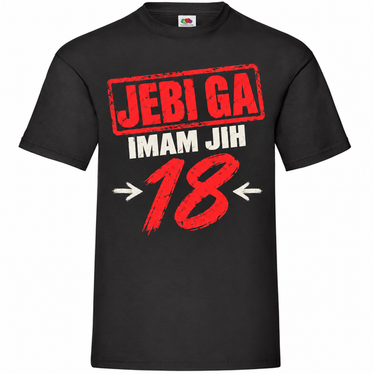 Moška majica za 18 let Jebi ga, imam jih 18, Fruit of the Loom, črna