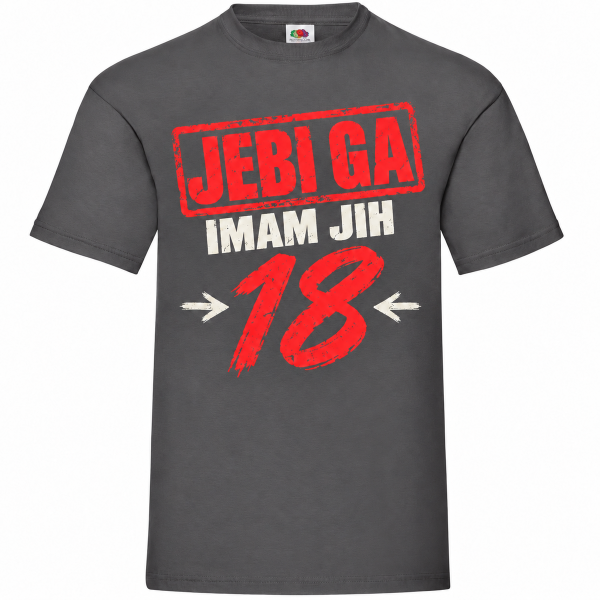 Moška majica za 18 let Jebi ga, imam jih 18, Fruit of the Loom, grafitna