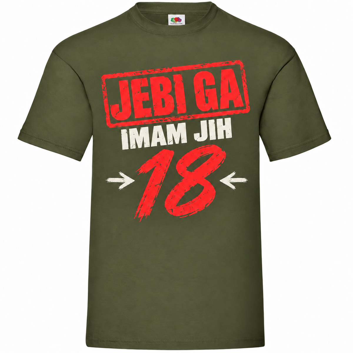 Moška majica za 18 let Jebi ga, imam jih 18, Fruit of the Loom, olivna