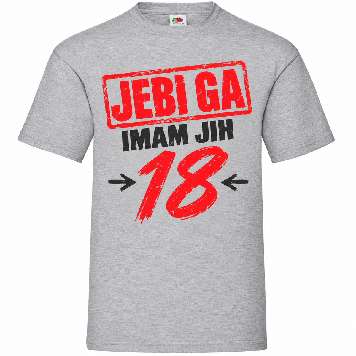 Moška majica za 18 let Jebi ga, imam jih 18, Fruit of the Loom, siva