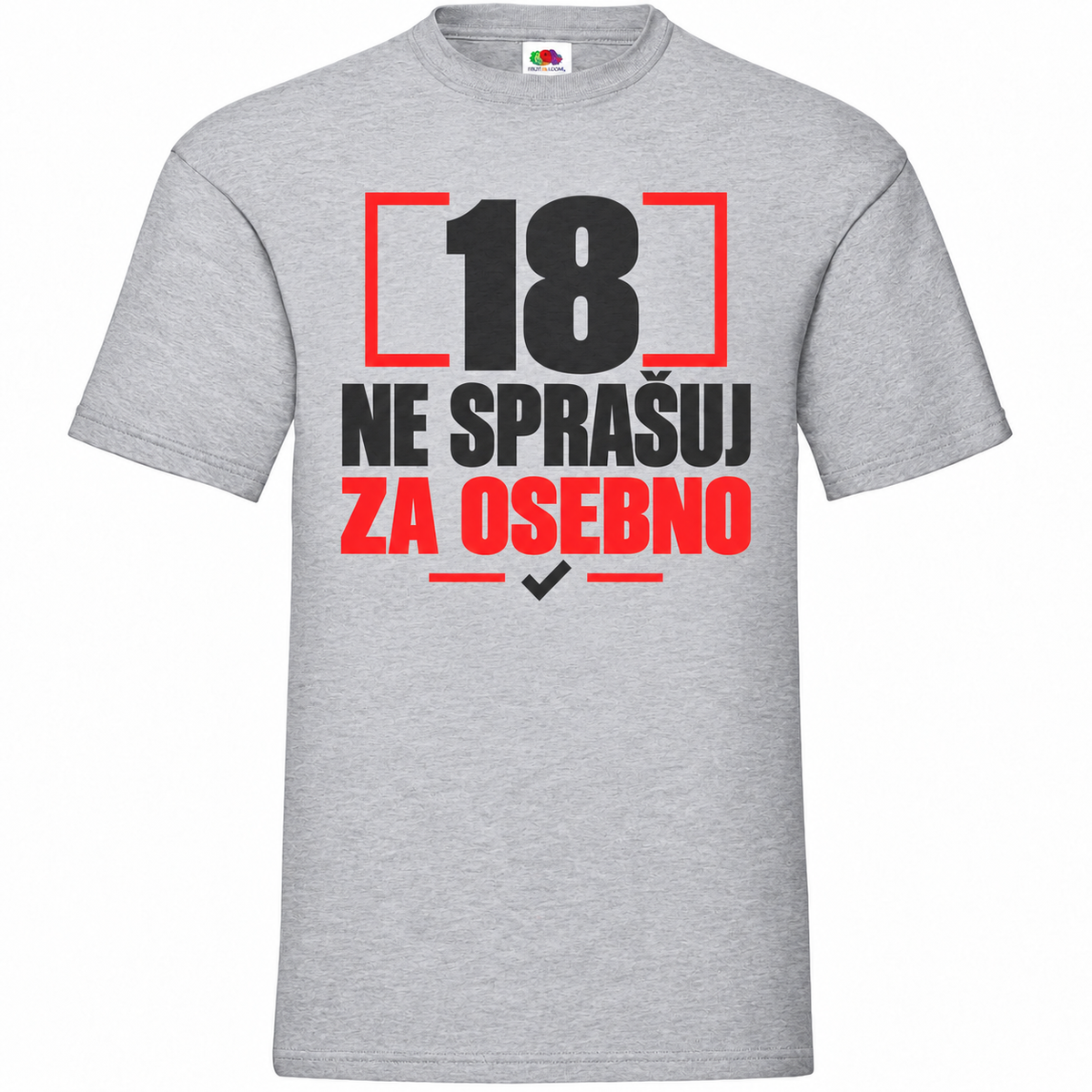 Moška majica za 18 let Ne sprašuj za osebno, siva, Fruit of the Loom