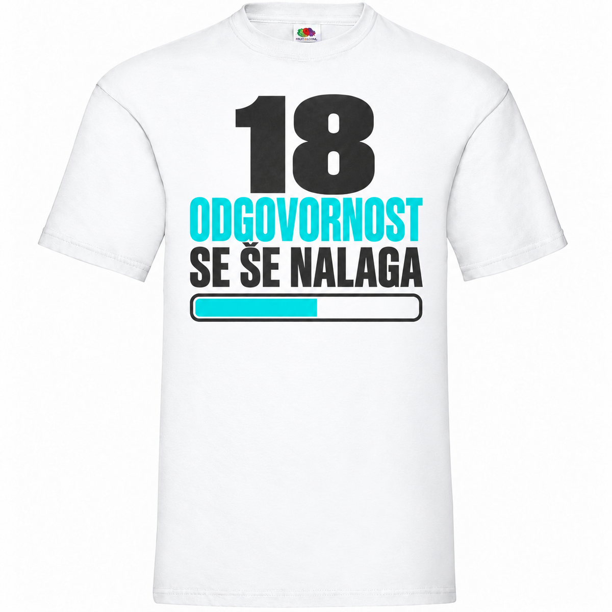 Moška majica za 18 let Odgovornost se še nalaga, bela, Fruit of the Loom