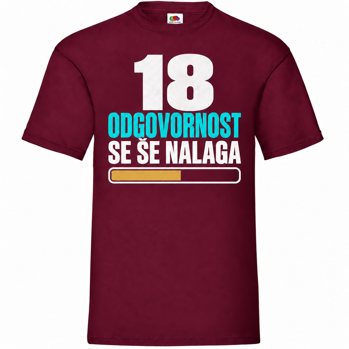 Moška majica za 18 let Odgovornost se še nalaga, bordo, Fruit of the Loom