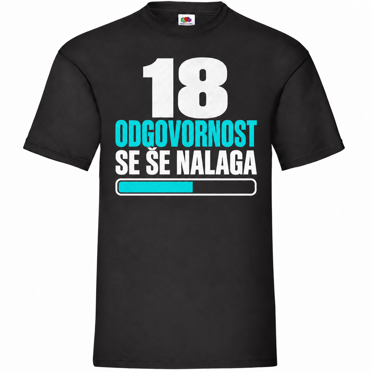 Moška majica za 18 let Odgovornost se še nalaga, črna, Fruit of the Loom