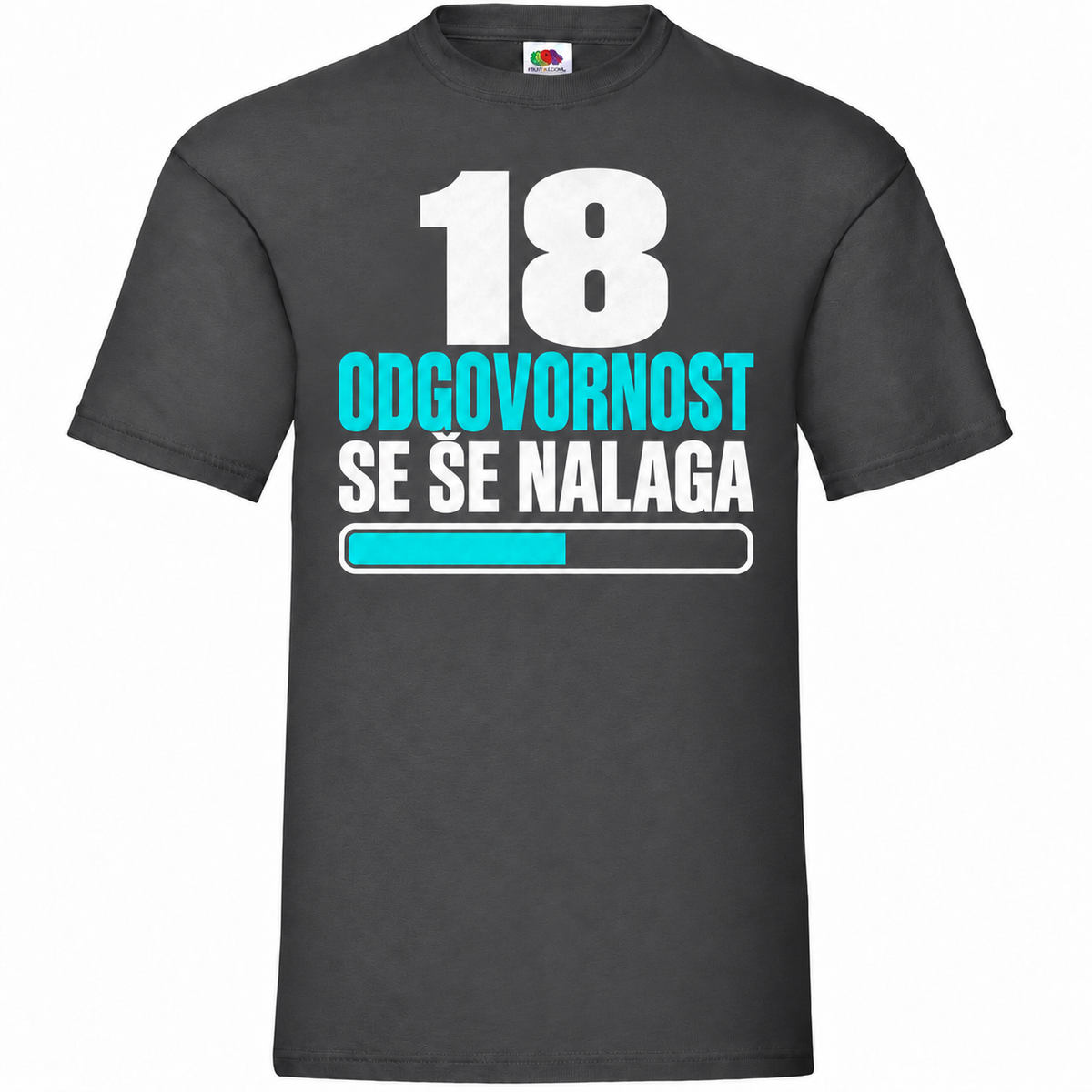 Moška majica za 18 let Odgovornost se še nalaga, grafitna, Fruit of the Loom