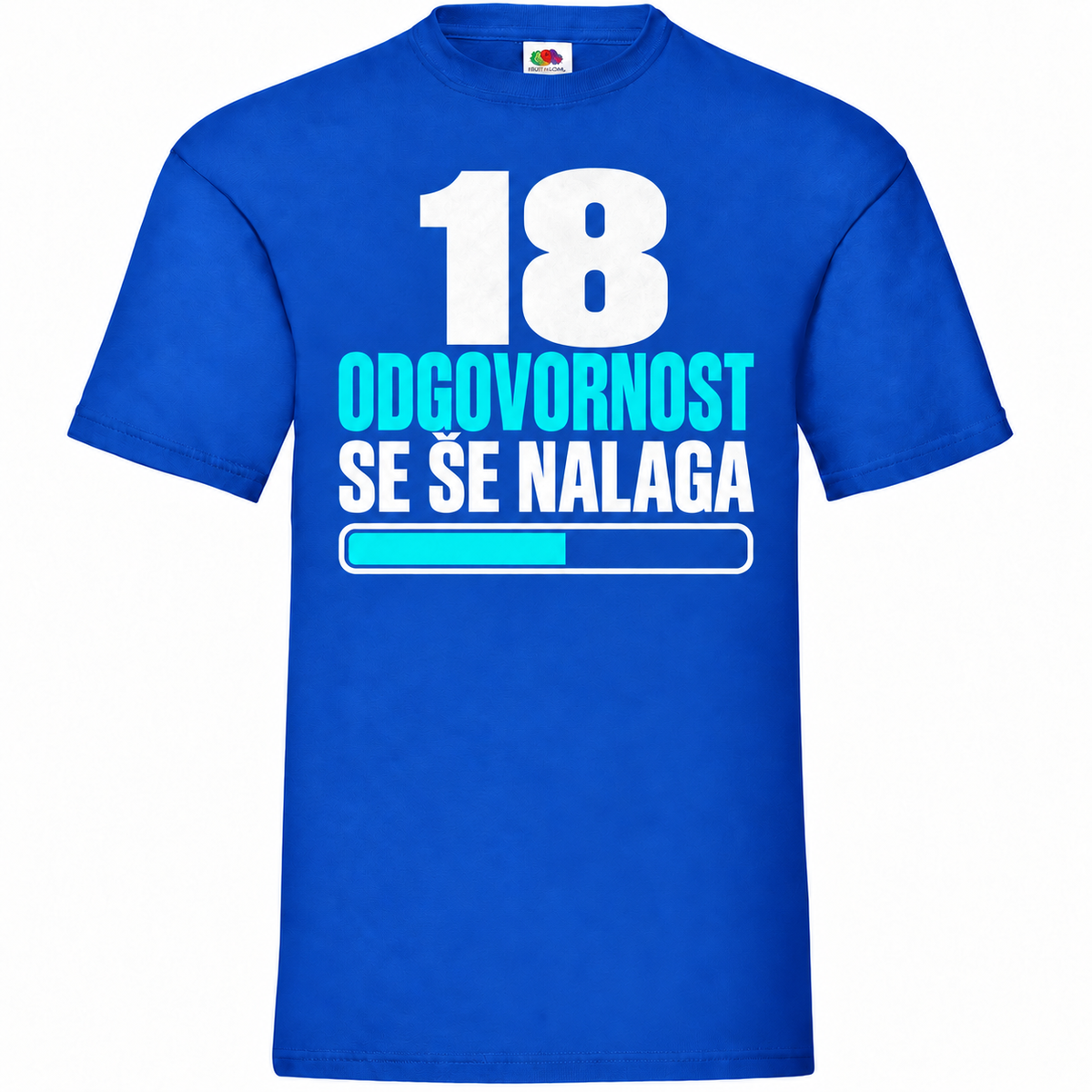 Moška majica za 18 let Odgovornost se še nalaga, kraljevo modra, Fruit of the Loom