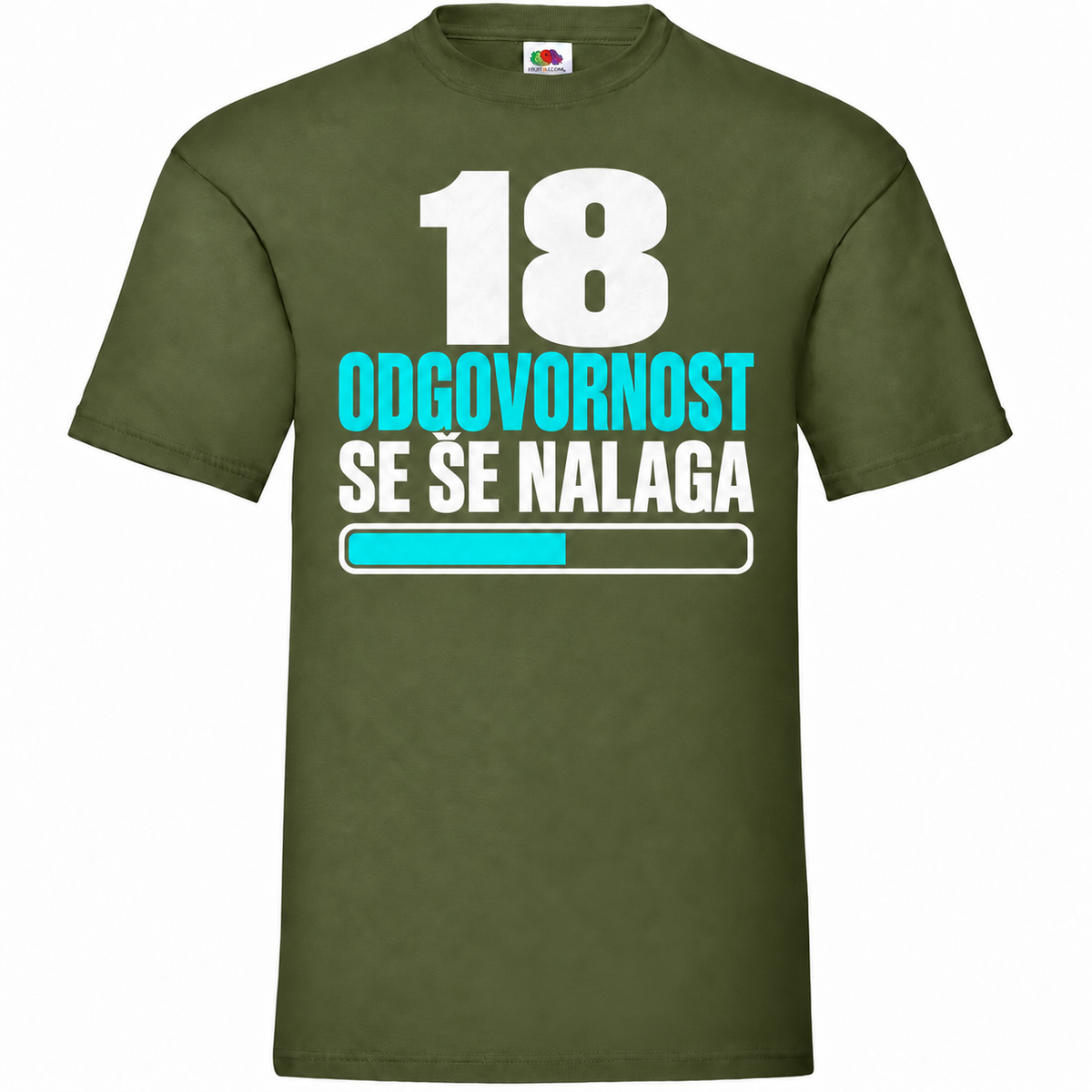 Moška majica za 18 let Odgovornost se še nalaga, olivna, Fruit of the Loom