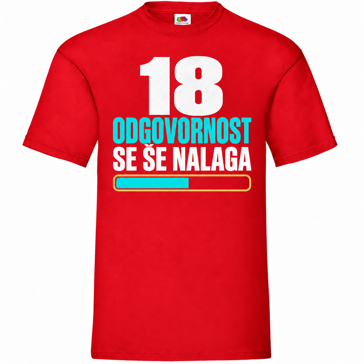 Moška majica za 18 let Odgovornost se še nalaga, rdeča, Fruit of the Loom