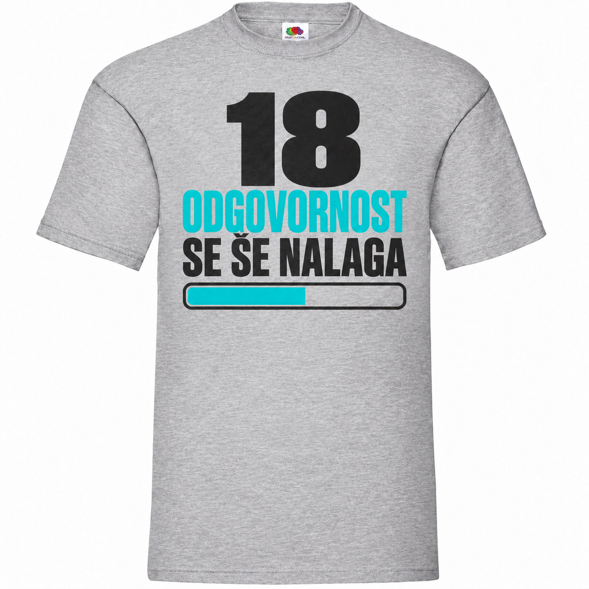 Moška majica za 18 let Odgovornost se še nalaga, siva, Fruit of the Loom