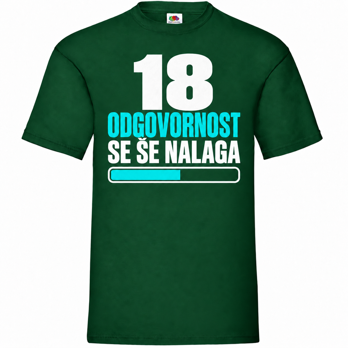 Moška majica za 18 let Odgovornost se še nalaga, stekleno zelena, Fruit of the Loom