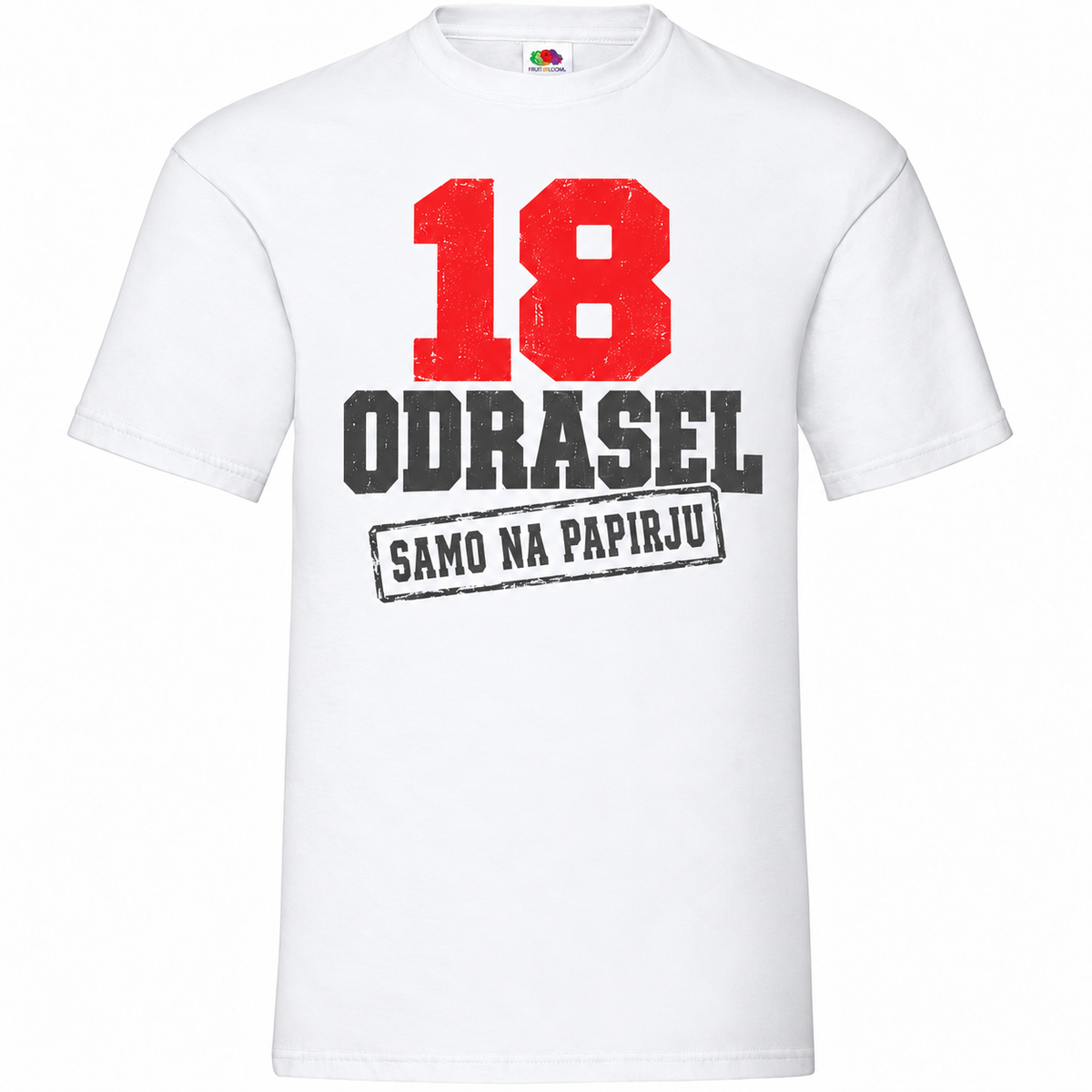 Moška majica za 18 let Odrasel samo na papirju, bela, Fruit of the Loom