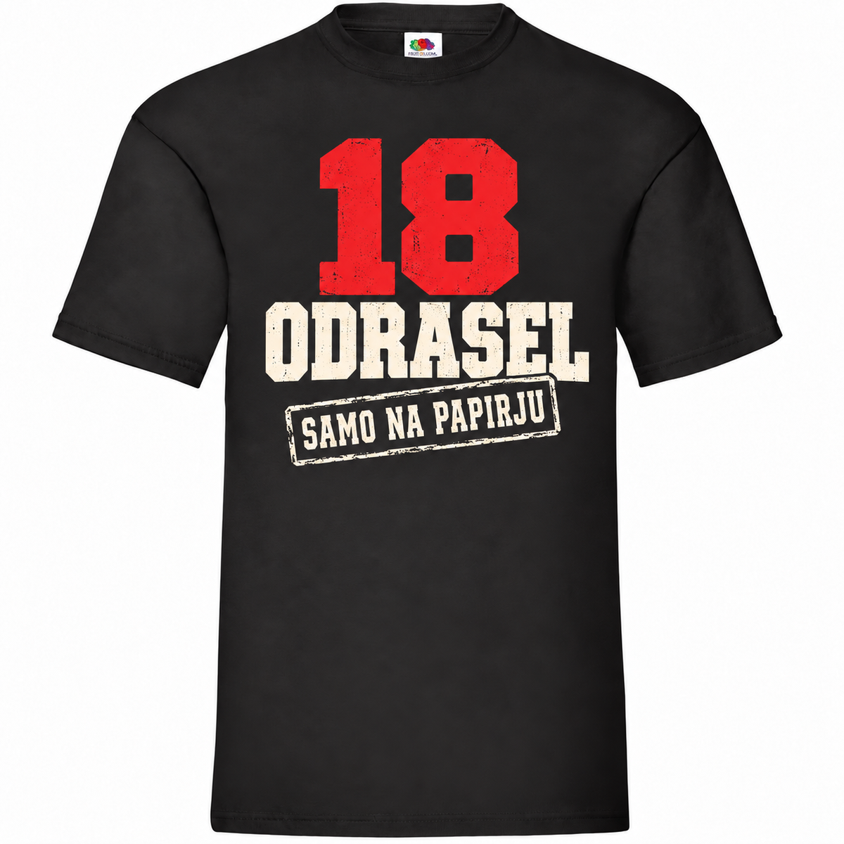 Moška majica za 18 let Odrasel samo na papirju, črna, Fruit of the Loom