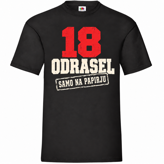 Moška majica za 18 let Odrasel samo na papirju, črna, Fruit of the Loom