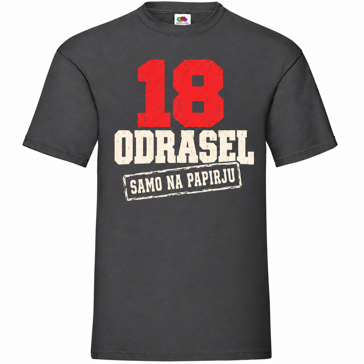 Moška majica za 18 let Odrasel samo na papirju, grafitna, Fruit of the Loom