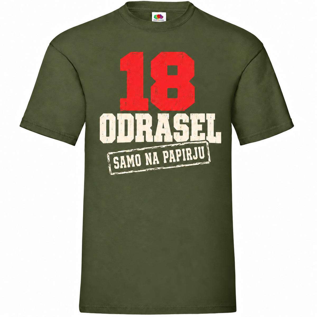 Moška majica za 18 let Odrasel samo na papirju, olivna, Fruit of the Loom