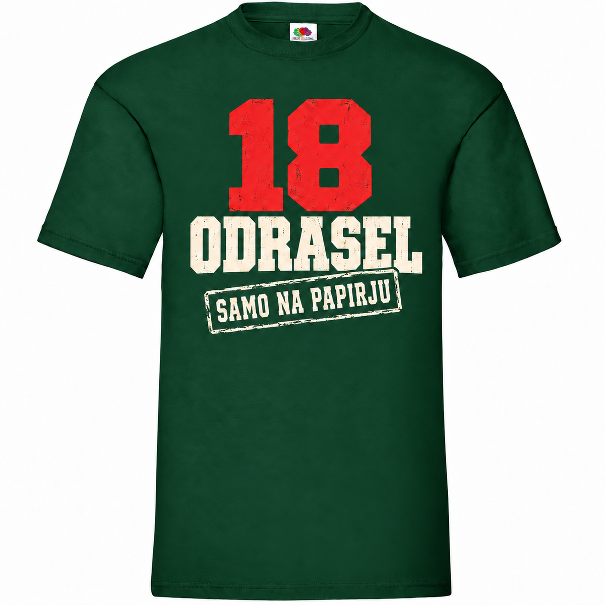 Moška majica za 18 let Odrasel samo na papirju, stekleno zelena, Fruit of the Loom
