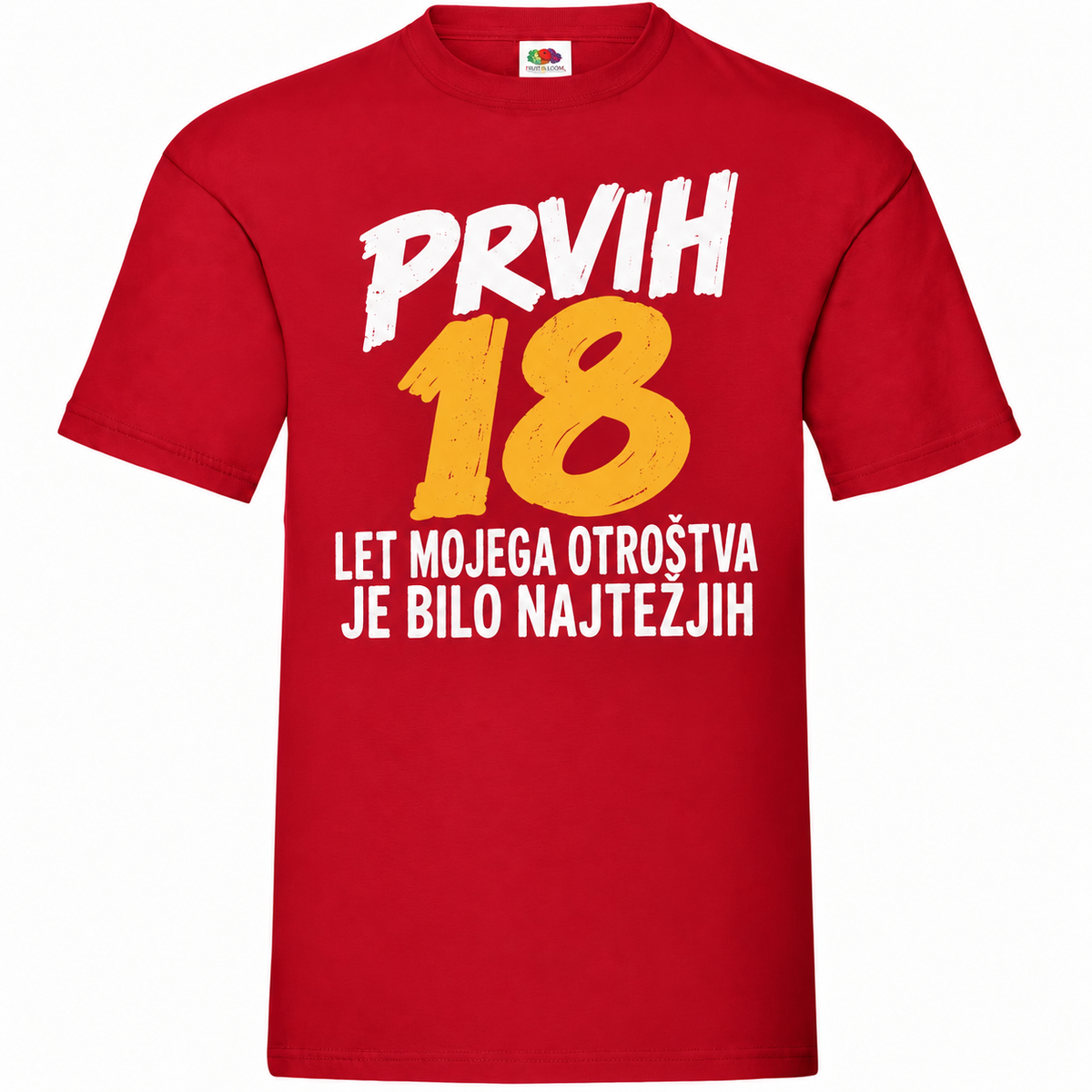 Moška majica za 18 let Prvih 18 let mojega otroštva, Fruit of the Loom, rdeča