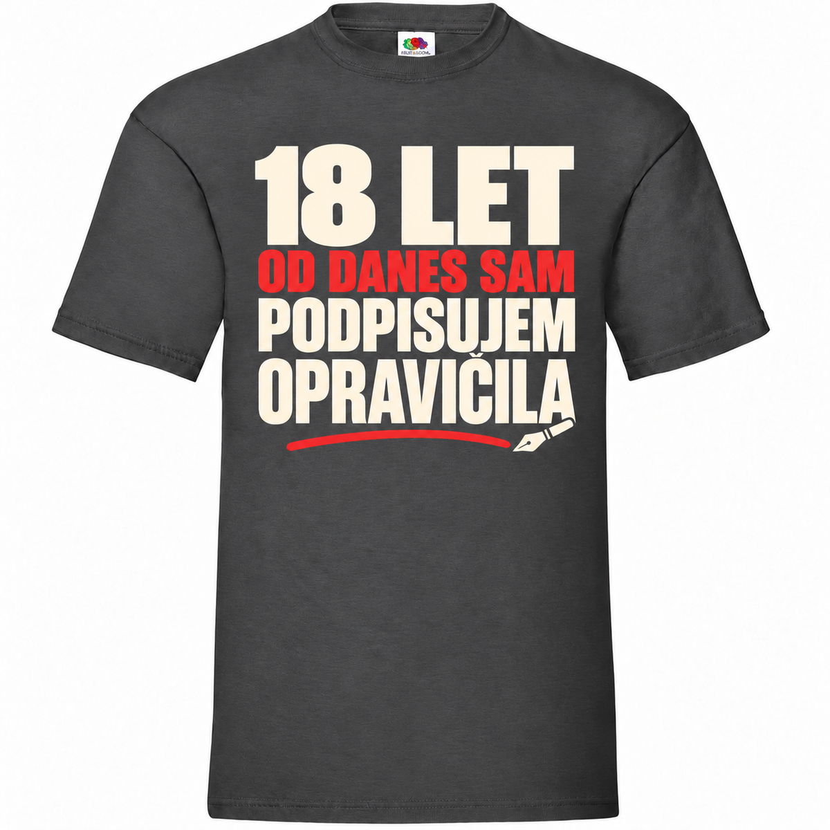 Moška majica za 18 let Sam podpisujem opravičila, grafitna, Fruit of the Loom