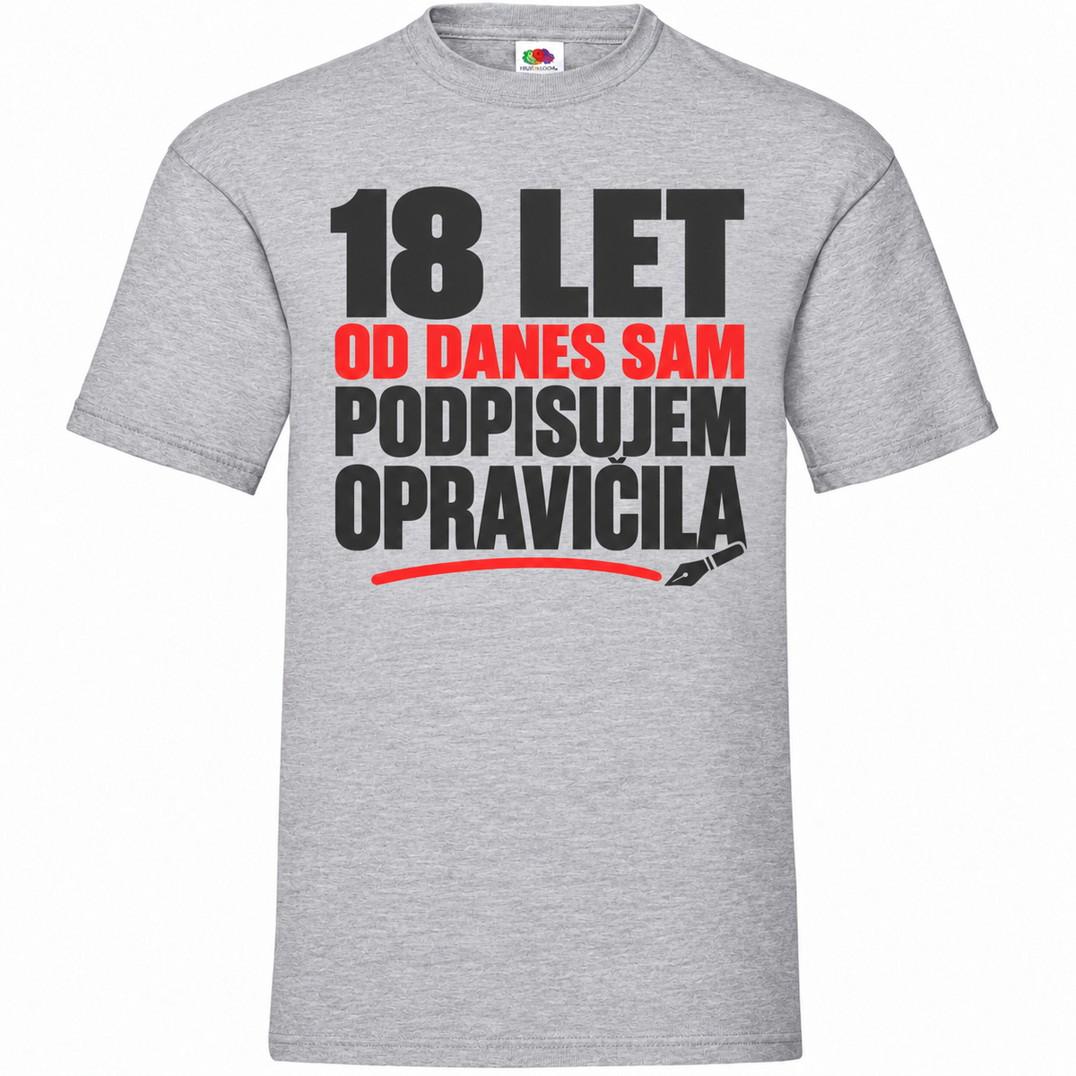 Moška majica za 18 let Sam podpisujem opravičila, siva, Fruit of the Loom