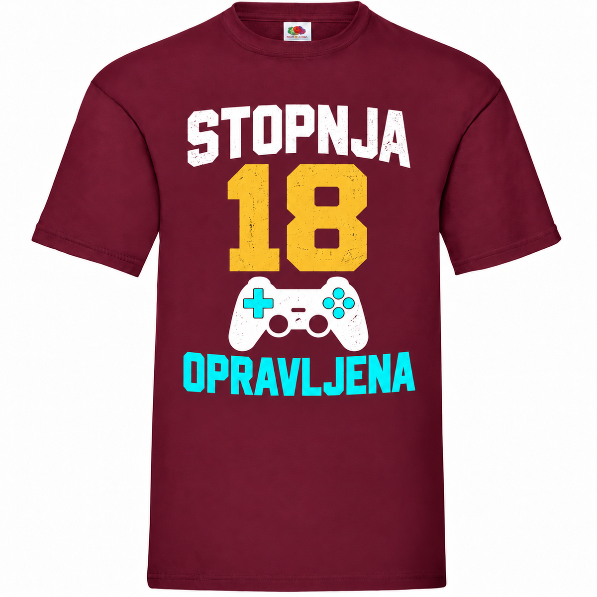 Moška majica za 18 let Stopnja 18 opravljena, Fruit of the Loom, bordo