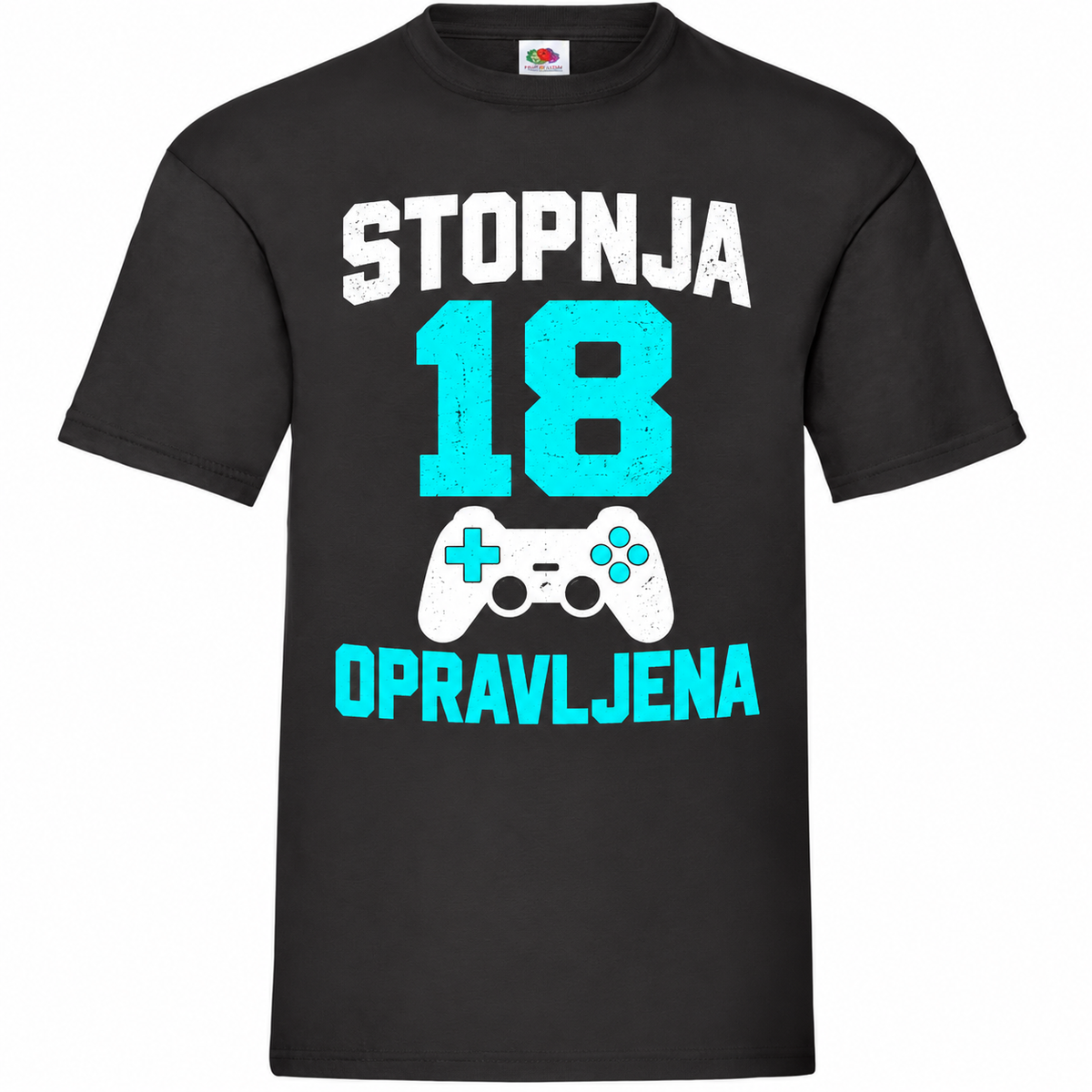Moška majica za 18 let Stopnja 18 opravljena, Fruit of the Loom, črna