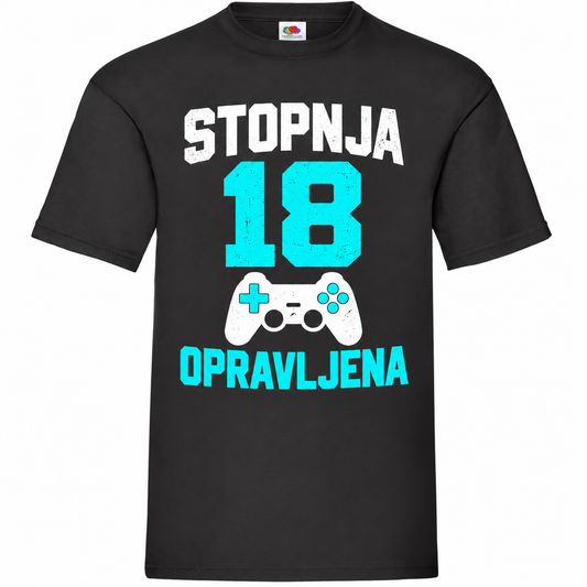 Moška majica za 18 let Stopnja 18 opravljena, Fruit of the Loom, črna