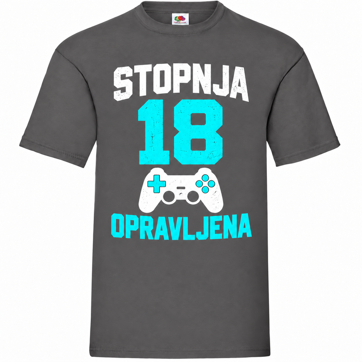 Moška majica za 18 let Stopnja 18 opravljena, Fruit of the Loom, grafitna