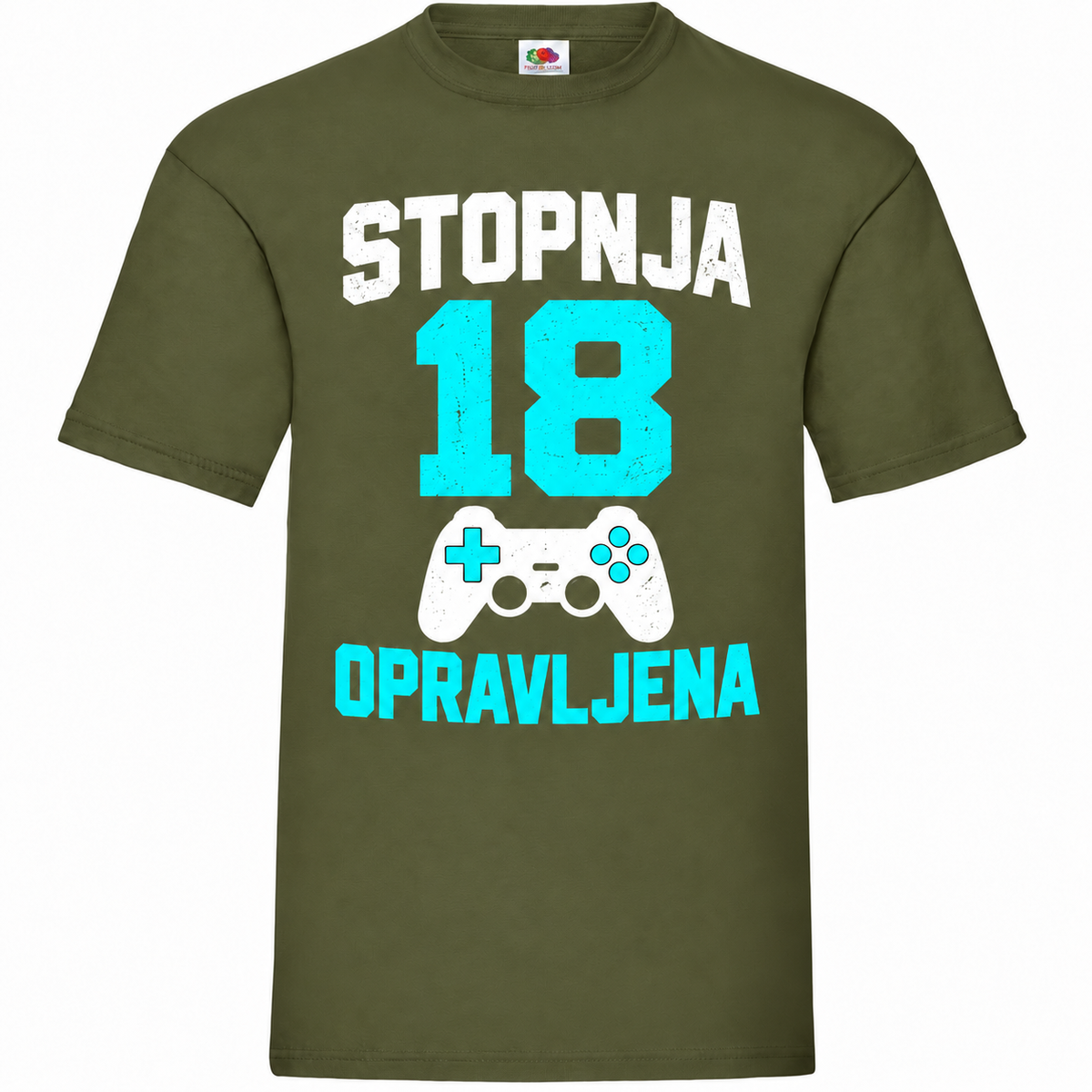 Moška majica za 18 let Stopnja 18 opravljena, Fruit of the Loom, olivna