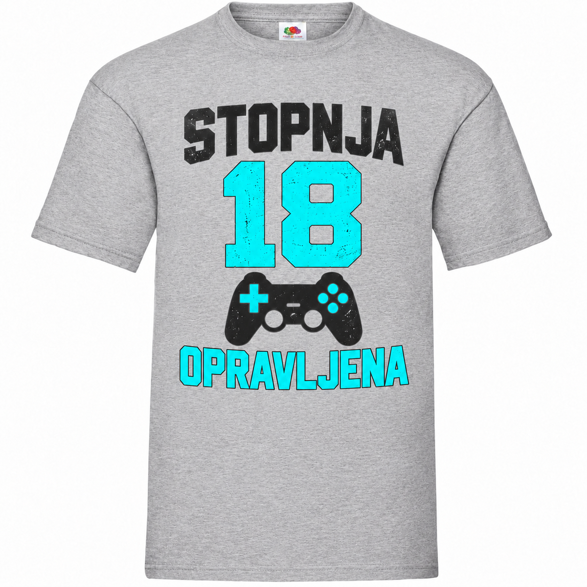 Moška majica za 18 let Stopnja 18 opravljena, Fruit of the Loom, siva