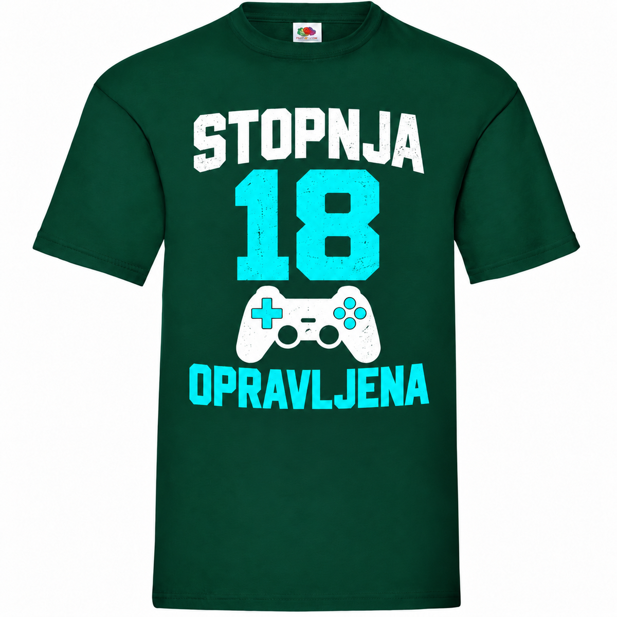 Moška majica za 18 let Stopnja 18 opravljena, Fruit of the Loom, stekleno zelena